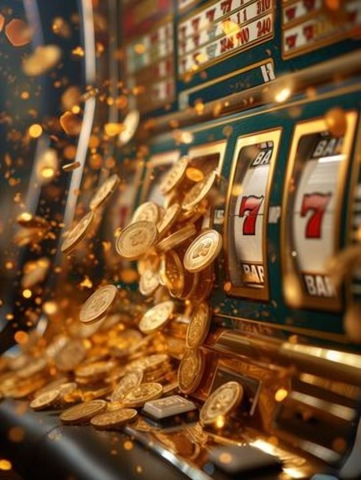 Exciting slot machine jackpot win celebration screen